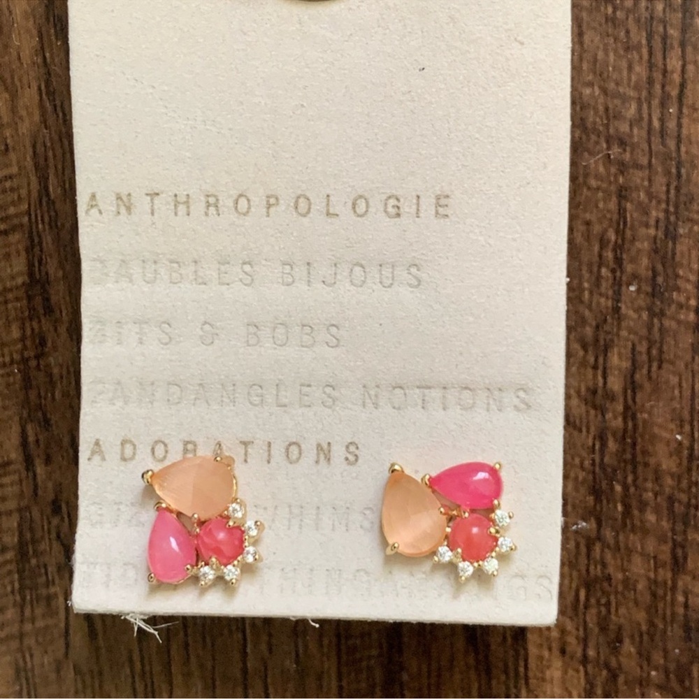 Anthropologie stone cluster earring in pink - Picture 11 of 13